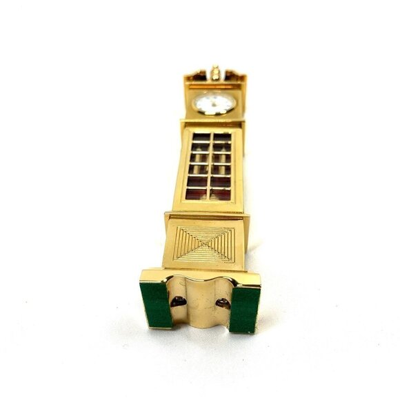 Vintage Bey-Berk Miniature Grandfather's Clock Gold Tone Battery Operated 5” - Picture 8 of 15